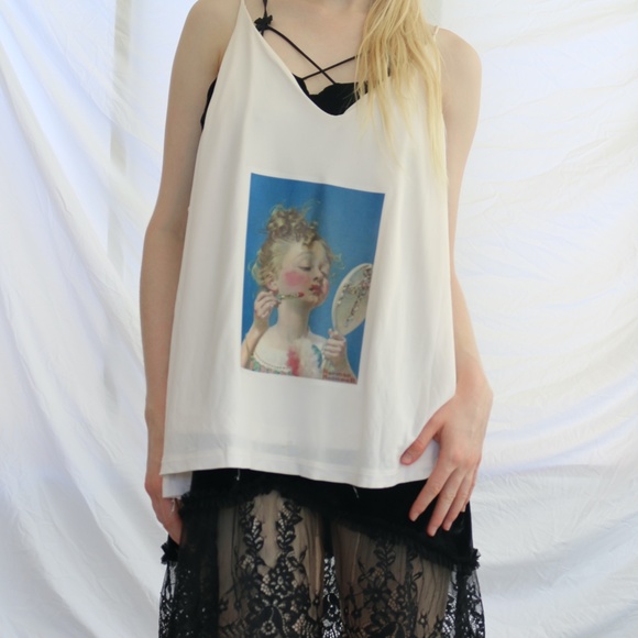 Handmade Norman Rockwell print/graphic on reworked H&M tank, size XL - Picture 3 of 6